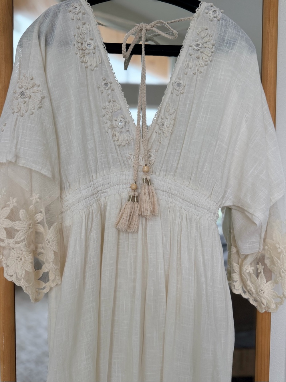Piti Cuiti Cream Bohemian V-Neck Maxi Dress